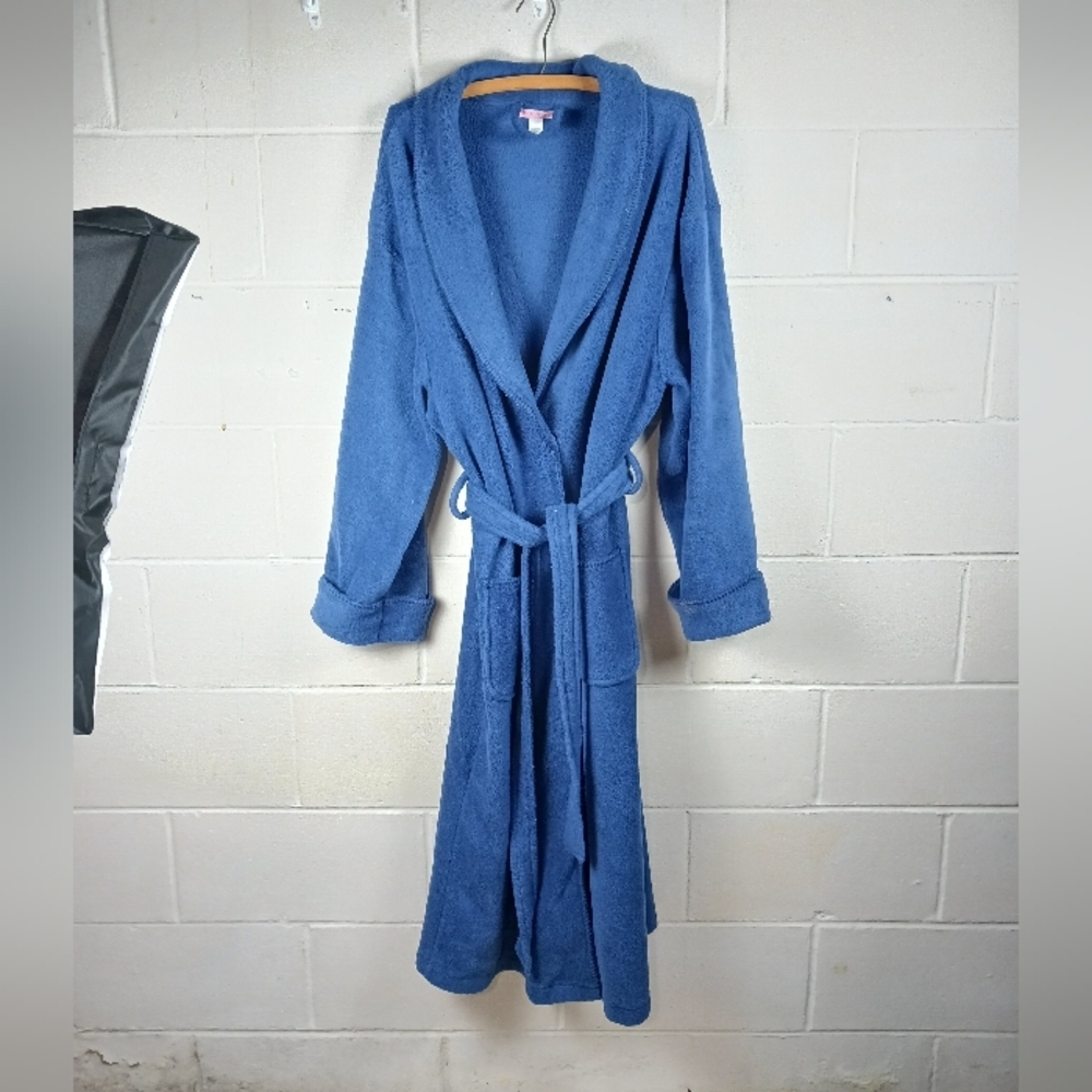 Pink Womens Polyester Robe Size XL‎  Blue Pockets Tie Loungewear Comfy